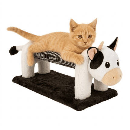 ZooFari Cat Zoofari 2 in 1 Cat Scratching Post And Plush Cow Toy