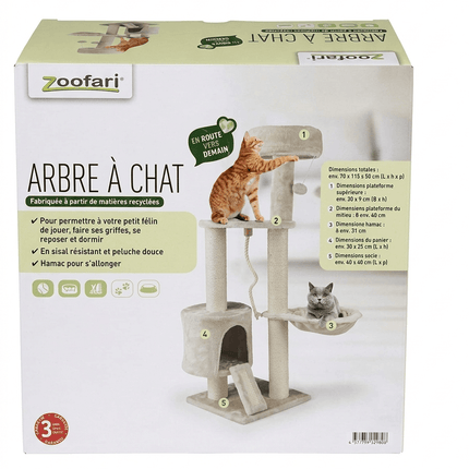 ZooFari Cat Zoofari Multi Level Cat Tree Tower with Hammock and Condo