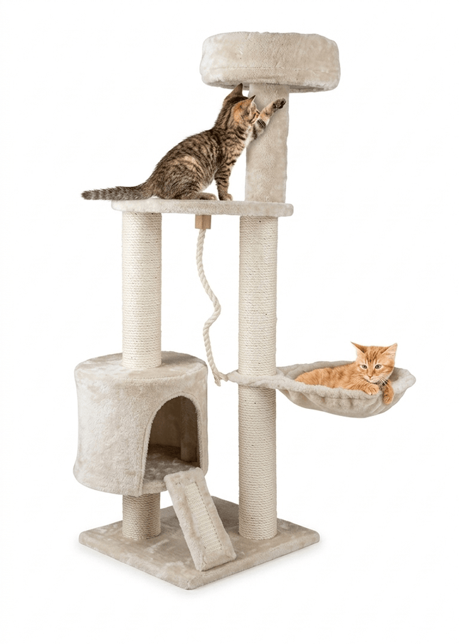 ZooFari Cat Zoofari Multi Level Cat Tree Tower with Hammock and Condo