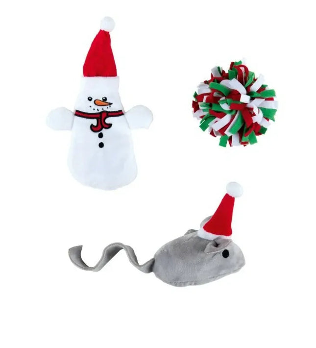 ZooFari Cat Zoofari Piece Christmas Themed Plush Cat Toy Variety Pack
