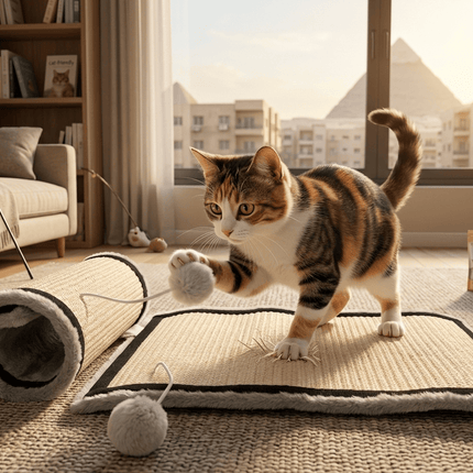 ZooFari Cat Zoofari Sisal Cat Scratching Mat with Play Ball Durable Furniture Protector Pad