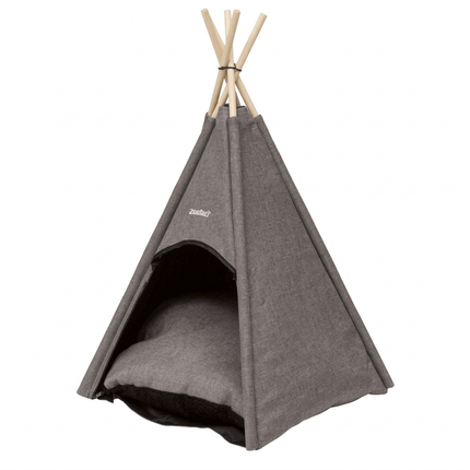 ZooFari Dog and cat Zoofari 5 Pole Wooden Pet Teepee Cozy Indoor Dog And Cat Tent with Washable Bed