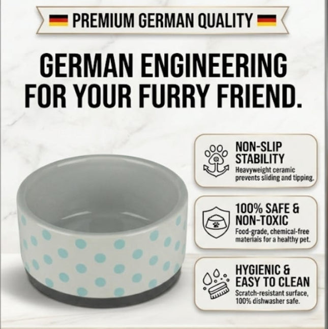 ZooFari Dog and cat Zoofari Ceramic Pet Bowl with Anti-Slip Rubber Base 1050ml Made in Germany 🇩🇪