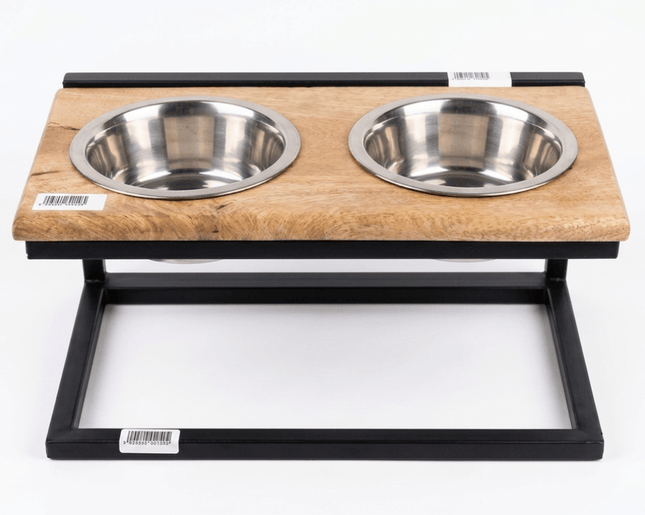 ZooFari Dog and cat Zoofari Wooden Raised Pet Feeder with Dual Stainless Steel Bowls