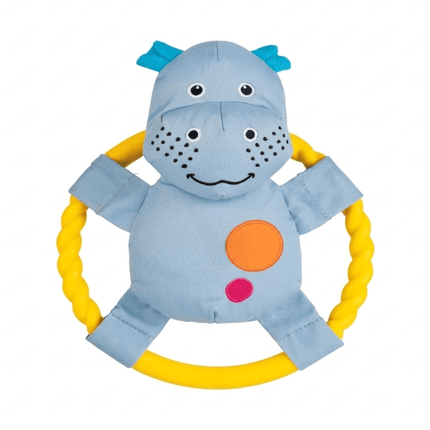 ZooFari Dog Interactive Hippo Plush Dog Toy Durable Rubber Ring for Tug And Chew