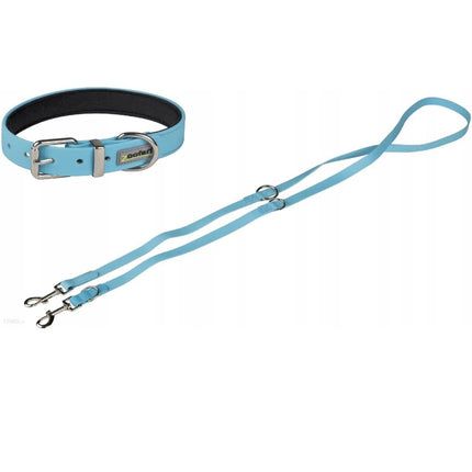 ZooFari Dog Zoofari Adjustable Dog Leash and Collar Set Light Blue Multi-Way Training Leash Small