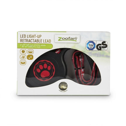 ZooFari Dog Zoofari LED Light-Up Retractable Dog Lead Reflective Pet Walking Accessory Max 35 kg 5 Meter Lead