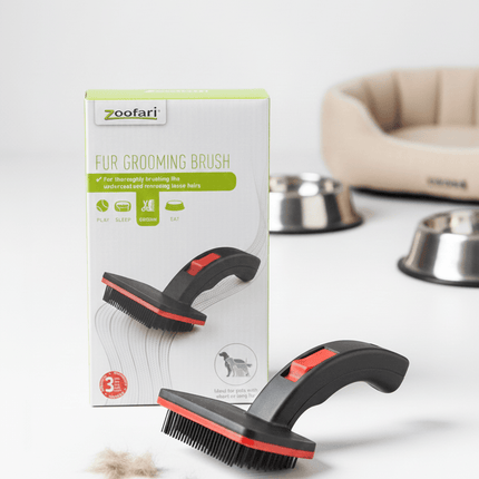 ZooFari Dog Zoofari Professional Fur Grooming Brush - Self-Cleaning Slicker