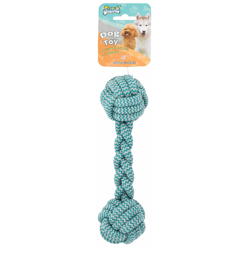 Soleil Blue Dumbbell Shaped Rope Dog Tug Toy