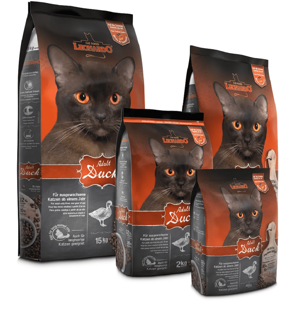 Leonardo Dry Food with Duck for Long Haired Adult Cats 400 gr - Ziggy Pupps