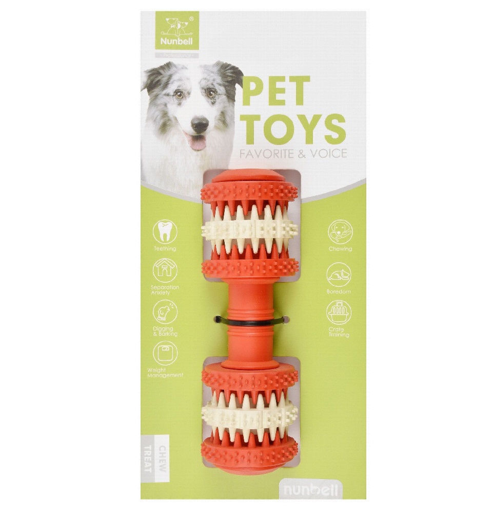 Nunbell Orange and White Rubber Ball Chew Dog Toy - Ziggy Pupps